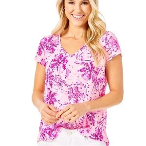 Lilly Pulitzer Etta Pink Blossom Wild About You Short Sleeve Tee - S